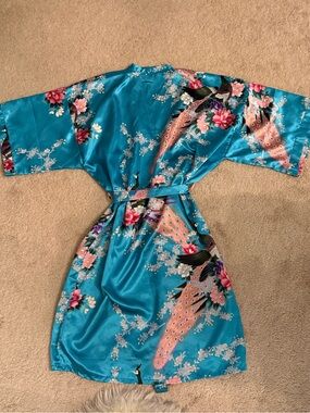 Handmade silk peacock robe